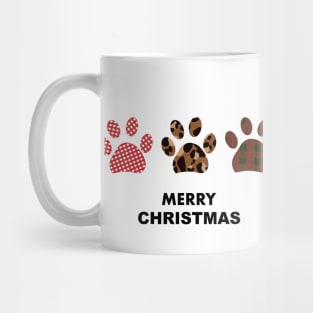 Leopard and plaid pattern paw print Mug